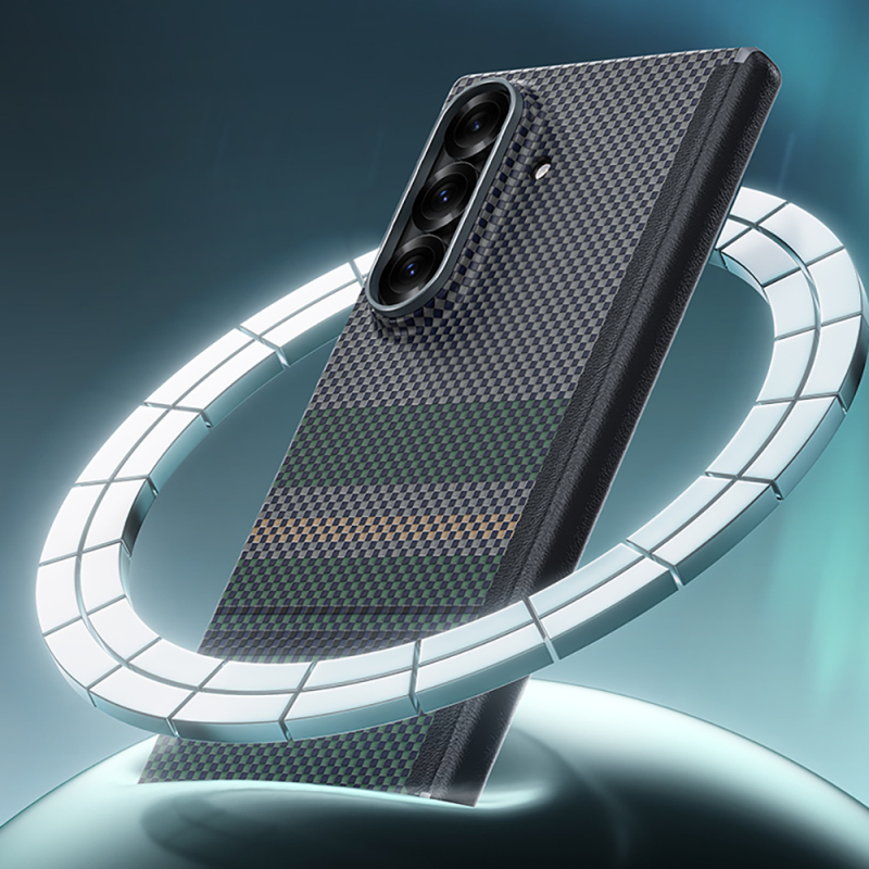 Galaxy Z Fold 7 Case M-safe Charging Feature Carbon Fiber Design Benks Aurora ArmorAir Kevlar Cover - 13