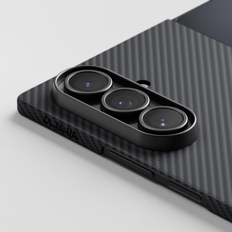 Galaxy Z Fold 7 Case with M-safe Charging Feature 600D Aramid Fiber Pitaka Ultra-Slim Classic Series Black-Gray Twill Cover - 6
