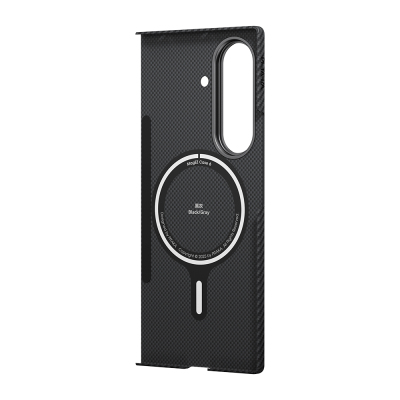 Galaxy Z Fold 7 Case with M-safe Charging Feature 600D Aramid Fiber Pitaka Ultra-Slim Classic Series Black-Gray Twill Cover - 4