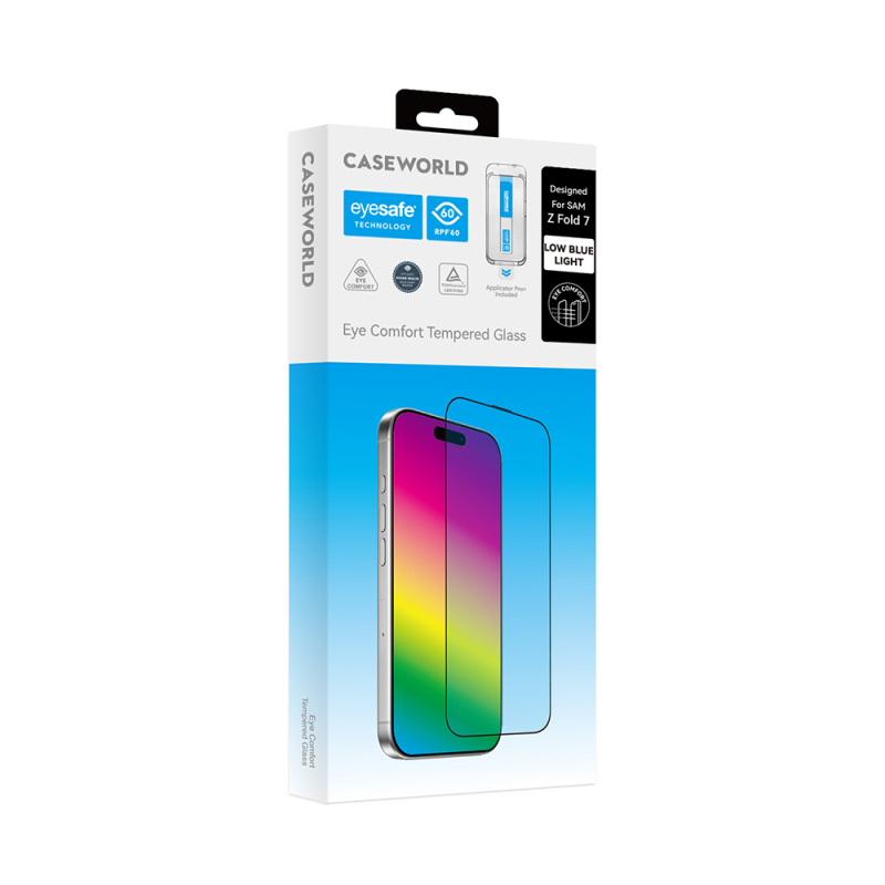 Galaxy Z Fold 7 CaseWorld Applicator Serisi 2.5D Eyesafe Mavi Işık Teknolojili 0.33mm Temperli Cam Ekran Koruyucu+ Uygulama Aparatı - 7