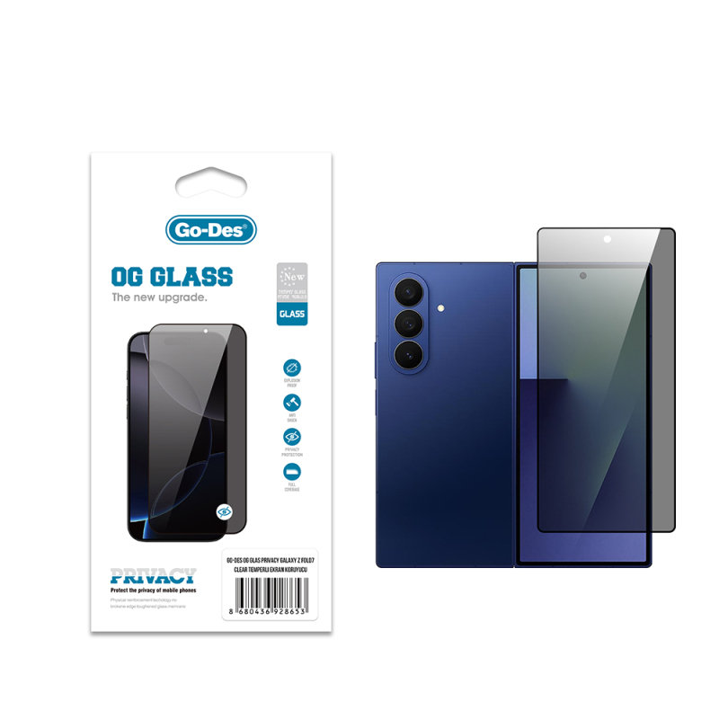 Galaxy Z Fold 7 Go Des OG Glass Privacy Antistatic Tempered Glass Screen Protector - 1