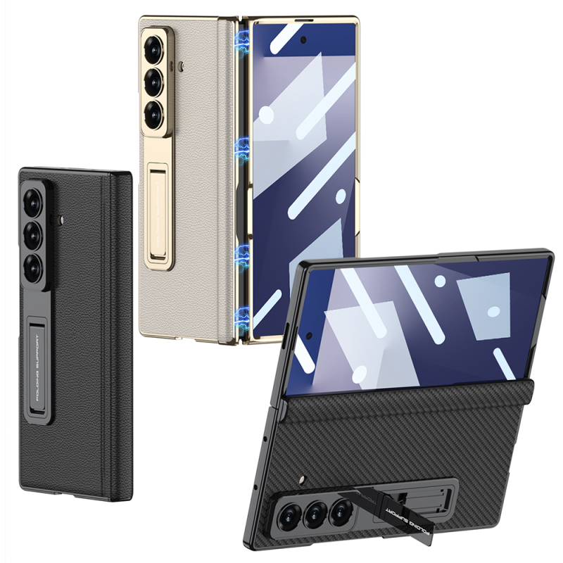 ​Galaxy Z Fold 7 Kılıf Deri Standlı Zore Kıpta Premium Kılıf - 6