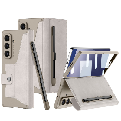 Galaxy Z Fold 7 Kılıf Kamera Korumalı Kadife Tasarımlı Zore Kıpta Kalem Bölmeli Fest Kapak - 2