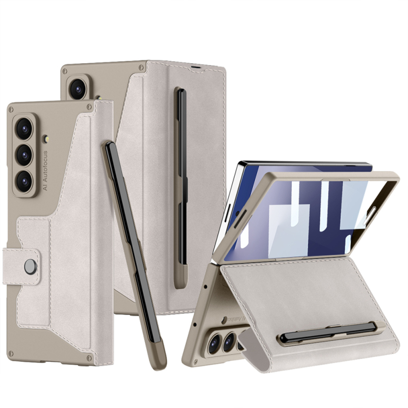 Galaxy Z Fold 7 Kılıf Kamera Korumalı Kadife Tasarımlı Zore Kıpta Kalem Bölmeli Fest Kapak - 2
