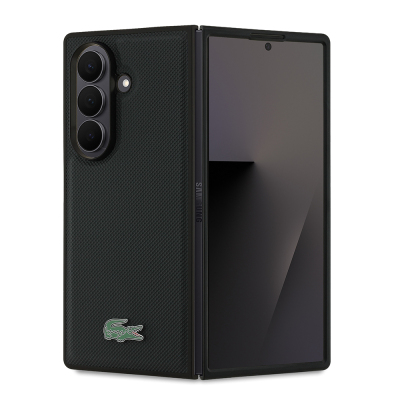 Galaxy Z Fold 7 Kılıf Lacoste Orjinal Lisanslı M-safe Şarj Özellikli Pike Desenli Arka Yüzey İkonik Timsah Metal Logolu Kapak - 3