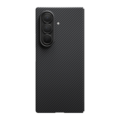 Galaxy Z Fold 7 Kılıf M-safe Şarj Özellikli 600D Aramid Fiber Pitaka Ultra-Slim Classic Serisi Black-Grey Twill Kapak - 5