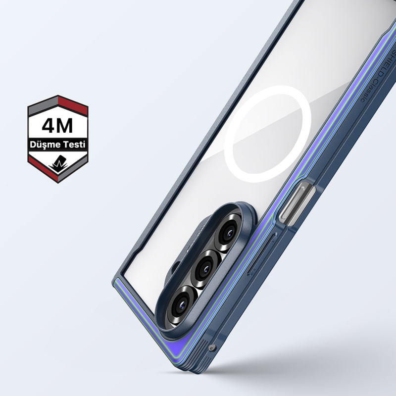 Galaxy Z Fold 7 Kılıf M-safe Şarj Özellikli Airbagli Raptic Shield Serisi Şeffaf Arka Yüzey Kapak - 21