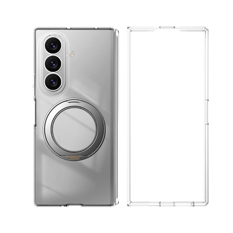 Galaxy Z Fold 7 Kılıf M-safe Şarj Özellikli Transparan Sert PC Wlons Pita Standlı Kapak - 1