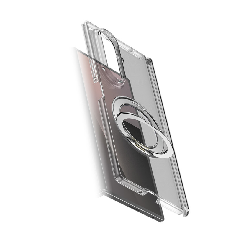 Galaxy Z Fold 7 Kılıf M-safe Şarj Özellikli Transparan Sert PC Wlons Pita Standlı Kapak - 4