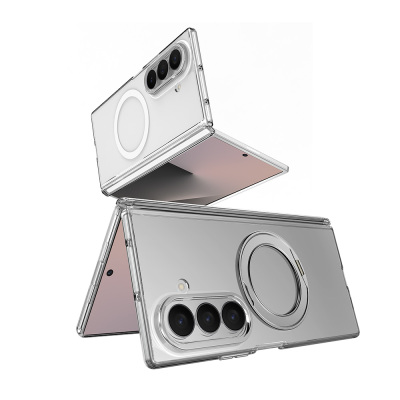 Galaxy Z Fold 7 Kılıf M-safe Şarj Özellikli Transparan Sert PC Wlons Pita Standlı Kapak - 6