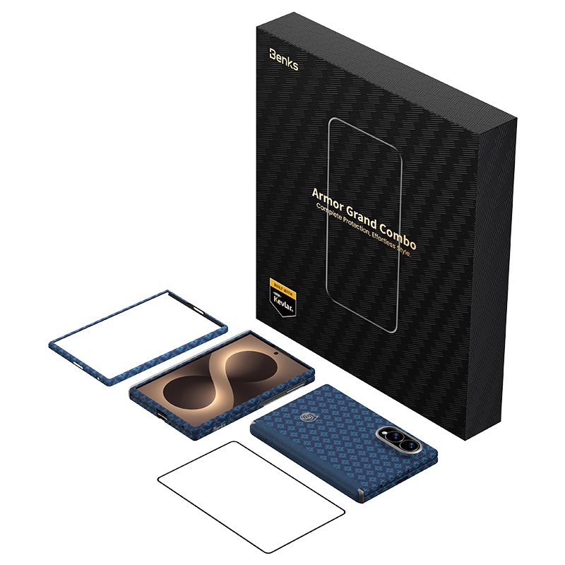 Galaxy Z Fold 8 Benks ArmorAir ArmorGrid Grand Combo Triple Accessory Set (Front & Back Kevlar Carbon Cover + Screen Protector) - 22