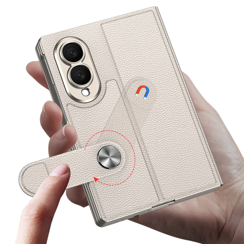 Galaxy Z Fold 8 Case Carbon Fiber Design Magnetic Buckle Card Holder Zore Kıpta Zegna Cover - 6