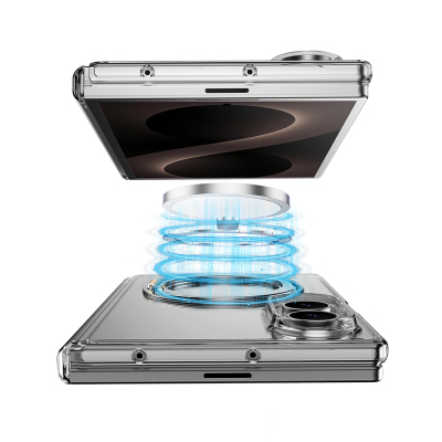 Galaxy Z Fold 8 Case M-safe Charging Enabled Transparent Hard PC Wlons Pita Stand Cover - 3