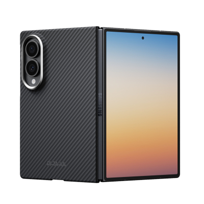 Galaxy Z Fold 8 Case M-safe Charging Feature 600D Aramid Carbon Fiber Pitaka Edge Series Black-Grey Twill Cover - 2