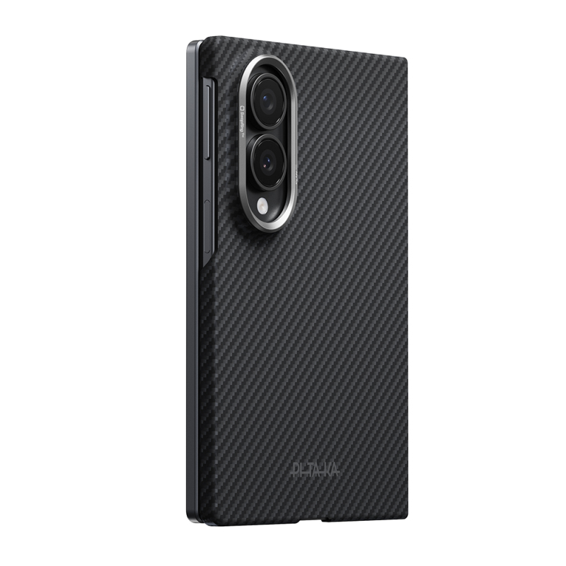 Galaxy Z Fold 8 Case M-safe Charging Feature 600D Aramid Carbon Fiber Pitaka Edge Series Black-Grey Twill Cover - 3