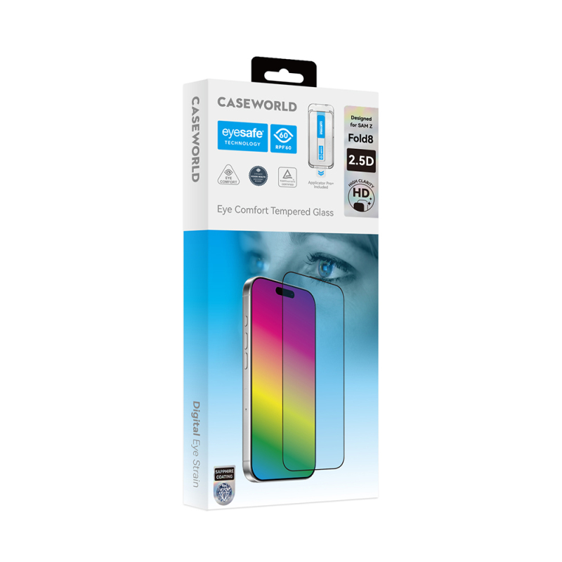 Galaxy Z Fold 8 CaseWorld Applicator Serisi 2.5D Eyesafe Mavi Işık Teknolojili Safir 0.33mm Temperli Cam Ekran Koruyucu + Uygulama Aparatı - 6