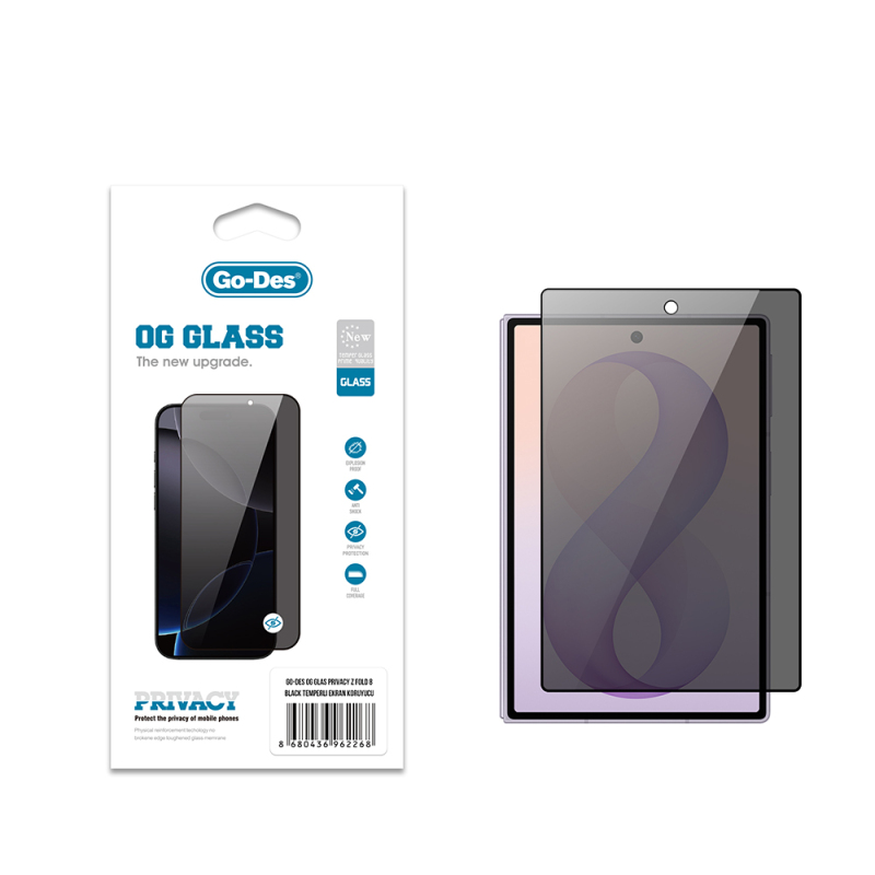 Galaxy Z Fold 8 Go Des OG Glass Privacy Antistatik Temperli Cam Ekran Koruyucu - 1