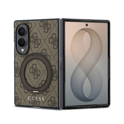 Galaxy Z Fold 8 Kılıf Guess Orjinal Lisanslı M-safe Şarj Özellikli 360 Derece Dönebilen Standlı PU Metal Logolu Kapak - 1