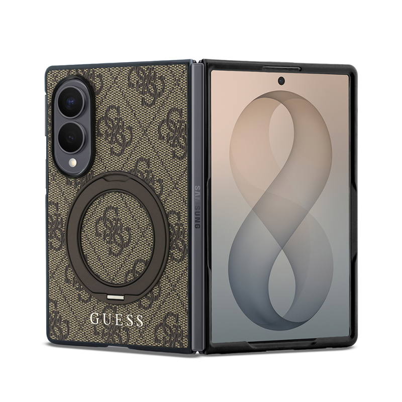 Galaxy Z Fold 8 Kılıf Guess Orjinal Lisanslı M-safe Şarj Özellikli 360 Derece Dönebilen Standlı PU Metal Logolu Kapak - 1