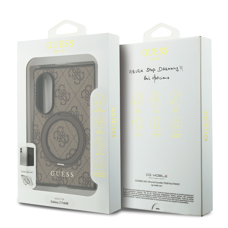 Galaxy Z Fold 8 Kılıf Guess Orjinal Lisanslı M-safe Şarj Özellikli 360 Derece Dönebilen Standlı PU Metal Logolu Kapak - 9