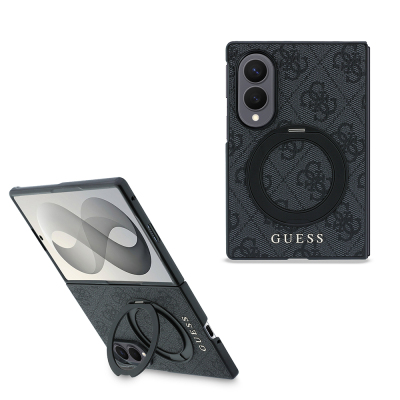 Galaxy Z Fold 8 Kılıf Guess Orjinal Lisanslı M-safe Şarj Özellikli 360 Derece Dönebilen Standlı PU Metal Logolu Kapak - 10