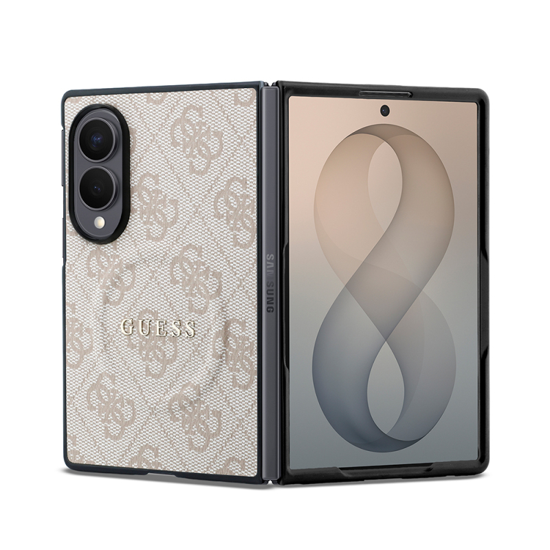 Galaxy Z Fold 8 Kılıf Guess Orjinal Lisanslı M-safe Şarj Özellikli PU Deri 4G Desenli Yazı Logolu Kapak - 1