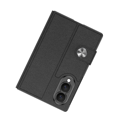Galaxy Z Fold 8 Kılıf Karbon Fiber Tasarımlı Magnetik Tokalı Kartlıklı Zore Kıpta Zegna Kapak - 5