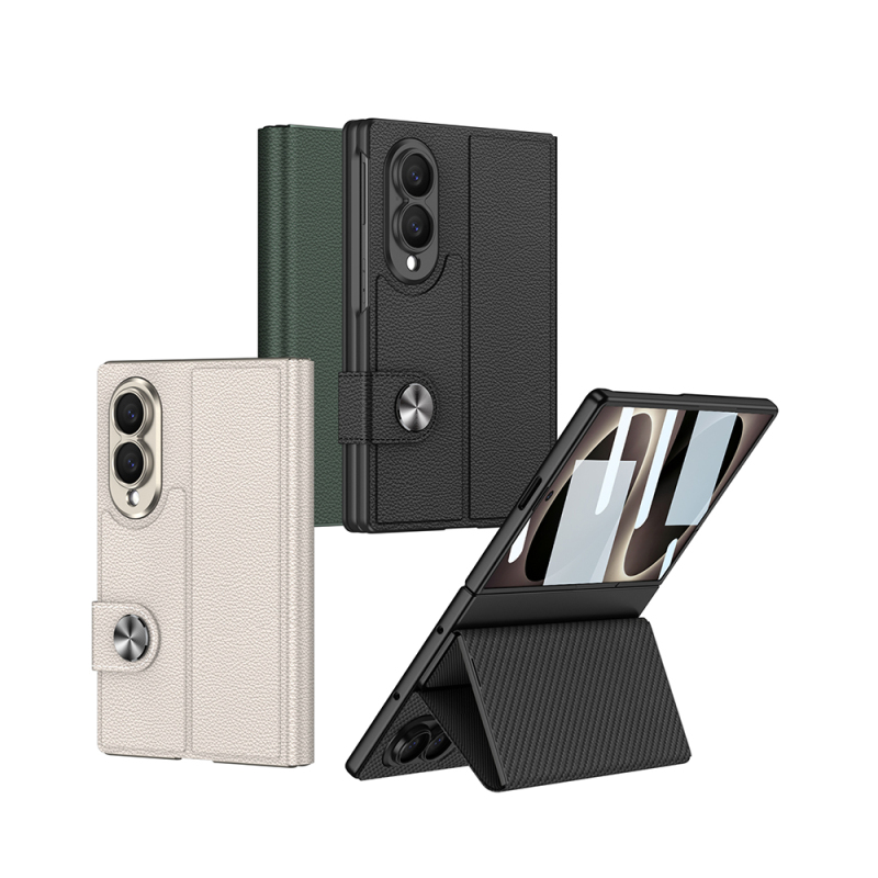 Galaxy Z Fold 8 Kılıf Karbon Fiber Tasarımlı Magnetik Tokalı Kartlıklı Zore Kıpta Zegna Kapak - 7