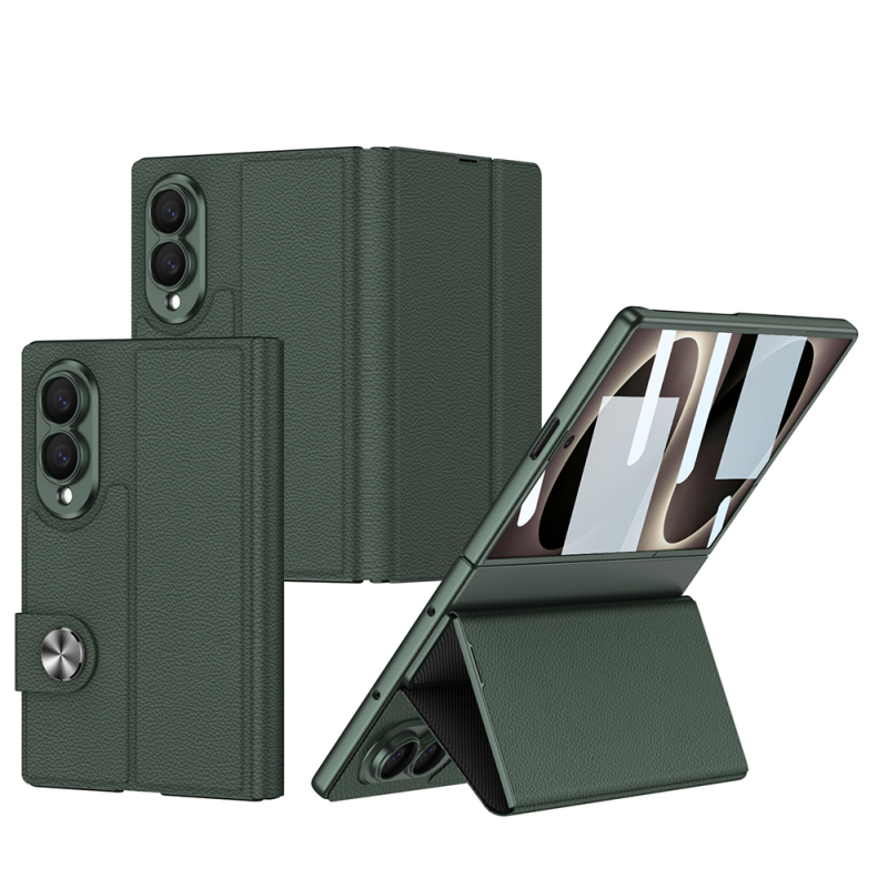 Galaxy Z Fold 8 Kılıf Karbon Fiber Tasarımlı Magnetik Tokalı Kartlıklı Zore Kıpta Zegna Kapak - 4