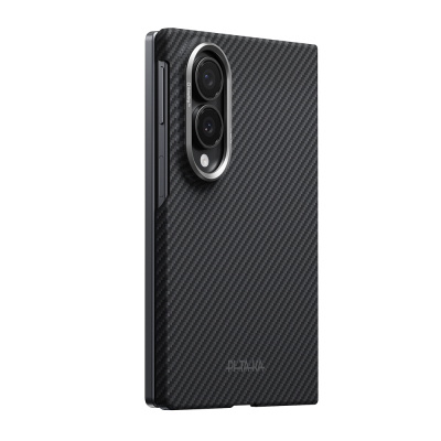 Galaxy Z Fold 8 Kılıf M-safe Şarj Özellikli 600D Aramid Karbon Fiber Pitaka Edge Serisi Black-Grey Twill Kapak - 3