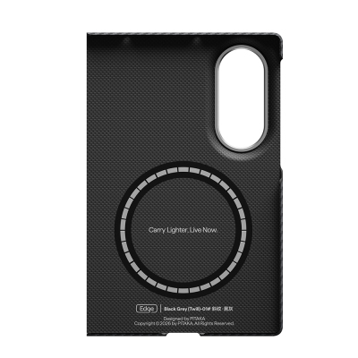 Galaxy Z Fold 8 Kılıf M-safe Şarj Özellikli 600D Aramid Karbon Fiber Pitaka Edge Serisi Black-Grey Twill Kapak - 6