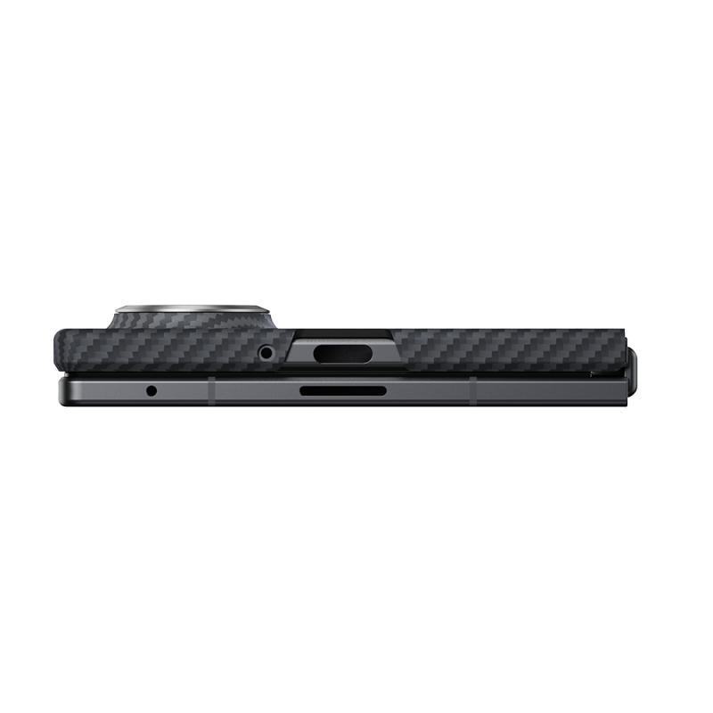 Galaxy Z Fold 8 Kılıf M-safe Şarj Özellikli 600D Aramid Karbon Fiber Pitaka Edge Serisi Black-Grey Twill Kapak - 11
