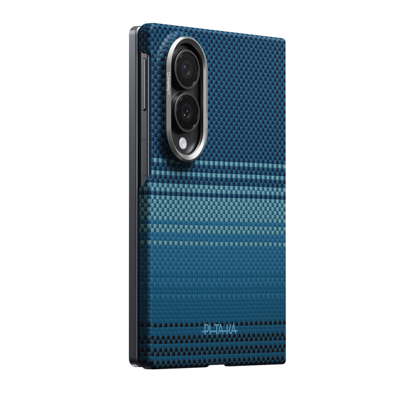 Galaxy Z Fold 8 Kılıf M-safe Şarj Özellikli Aramid Karbon Fiber Pitaka Tactile Woven Sunset-Moonrise Serisi Kapak - 3