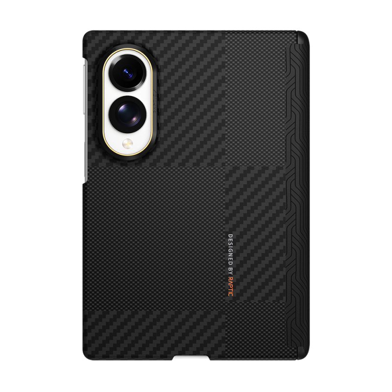 Galaxy Z Fold 8 Kılıf M-safe Şarj Özellikli Metal Kamera Çerçeveli Raptic Aramid SkinPro Serisi Karbon Kapak - 1