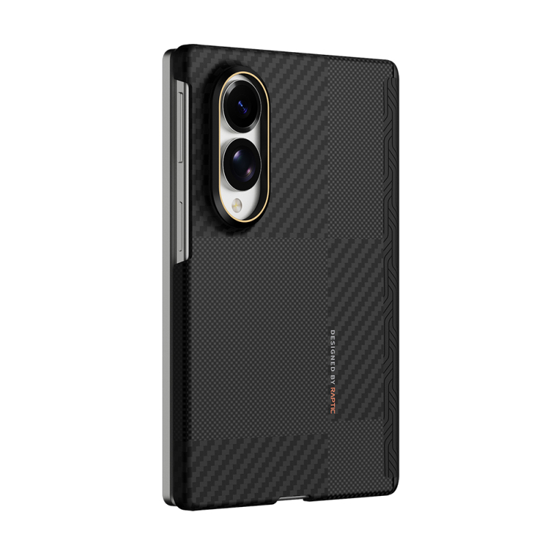 Galaxy Z Fold 8 Kılıf M-safe Şarj Özellikli Metal Kamera Çerçeveli Raptic Aramid SkinPro Serisi Karbon Kapak - 5