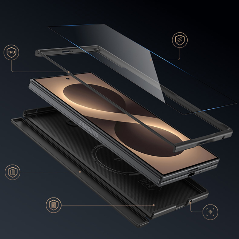 Galaxy Z Fold 8 Ultra Benks ArmorPro ArmorGrid Grand Combo Üçlü Aksesuar Seti (Ön Arka Kevlar Karbon Kapak + Ekran Koruyucu) - 24