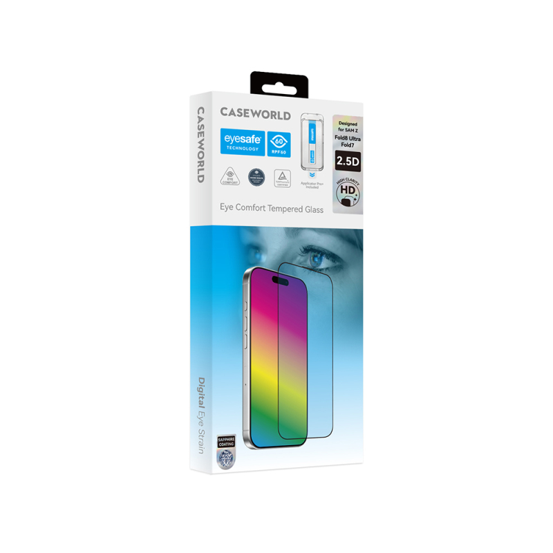 Galaxy Z Fold 8 Ultra CaseWorld Applicator Serisi 2.5D Eyesafe Mavi Işık Teknolojili Safir 0.33mm Temperli Cam Ekran Koruyucu + Uygulama Aparatı - 6