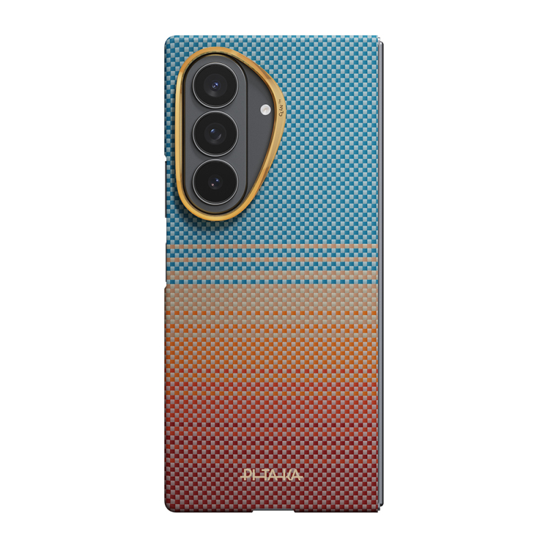 Galaxy Z Fold 8 Ultra Kılıf M-safe Şarj Özellikli Aramid Karbon Fiber Pitaka Sunset 2.0 California Dream Serisi Kapak - 1