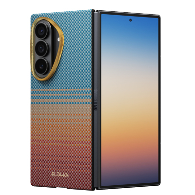Galaxy Z Fold 8 Ultra Kılıf M-safe Şarj Özellikli Aramid Karbon Fiber Pitaka Sunset 2.0 California Dream Serisi Kapak - 2