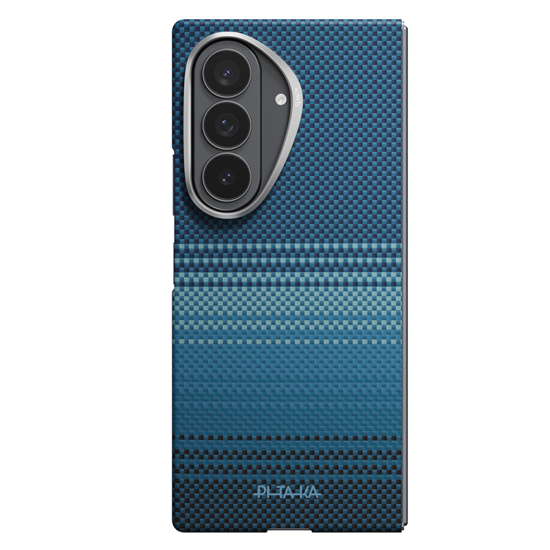 Galaxy Z Fold 8 Ultra Kılıf M-safe Şarj Özellikli Aramid Karbon Fiber Pitaka Tactile Woven Sunset-Moonrise Serisi Kapak - 1