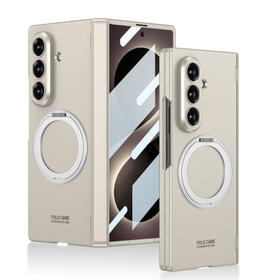 Galaxy Z Fold 8 Ultra Kılıf M-safe Şarj Özellikli Zore Kıpta KPT-07 Ring Standlı Sert PC Kapak - 1