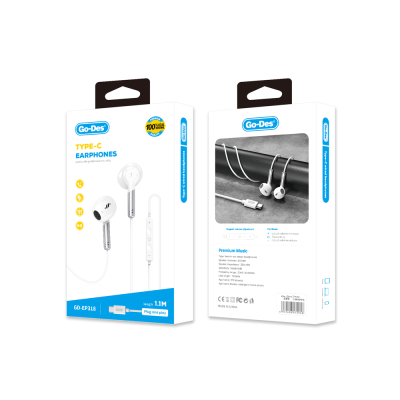 Go Des EP-318 Type-C Wired In-Ear Headphones - 6