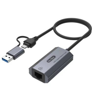 Go Des GD-6836 RJ45 to Type-C and USB-A Gigabit Ethernet Converter Cable 1000Mbps 50cm - 1