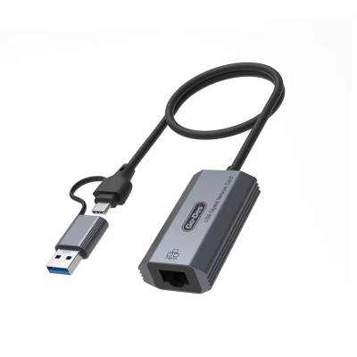 Go Des GD-6836 RJ45 to Type-C and USB-A Gigabit Ethernet Converter Cable 1000Mbps 50cm - 6