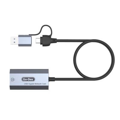 Go Des GD-6836 RJ45 to Type-C ve USB-A Gigabit Ethernet Dönüştürücü Kablo 1000Mbps 50cm - 5