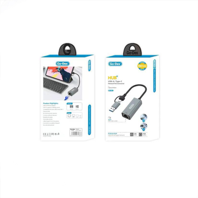 Go Des GD-6871 RJ45 Type-C to USB-A Ethernet Converter Cable 100Mbps - 4