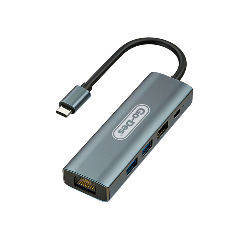 Go Des GD-6873 Type-C to HDTV 5-in-1 Converter Adapter - 1