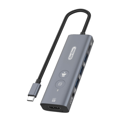 Go Des GD-6903 6in1 Hub Adapter with Type-C Connection USB3.0/Hdmi/PD 100W/3.5mm/4K Ultra HD 30hz/5Gbps - 4