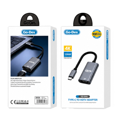 Go Des GD-6906 HDTV Type-C to HDMI 4K Ultra HD Ses ve Video Adaptörü 60hz - 2