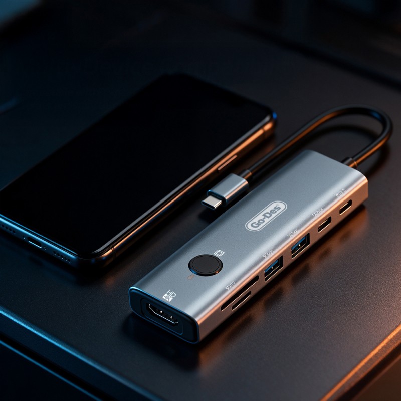 Go Des GD-6910 Type-C Bağlantılı 7in1 Hub Adaptör USB 5gbps/Hdmi/PD 3.0/3.5mm/4K Ultra HD - 2